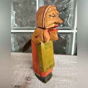 Vintage hand-carved wooden nutcracker witch from the "Hansel and Gretel"